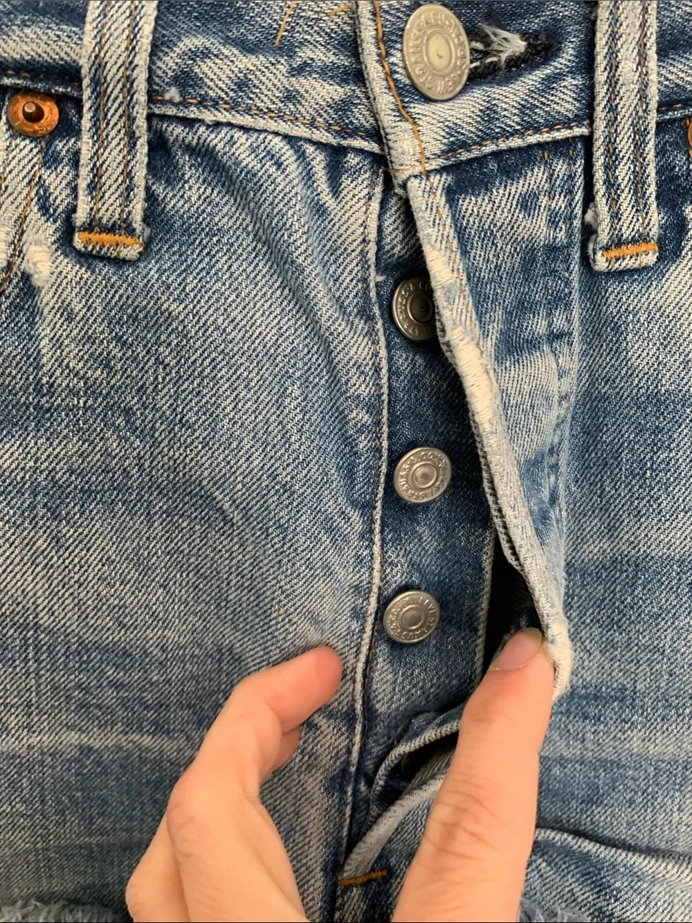 Denim Cutoff Shorts in Light Blue